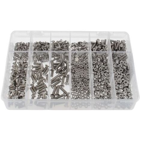 Coffret de 800 Vis TF DIN 963 + Écrous Inox A2