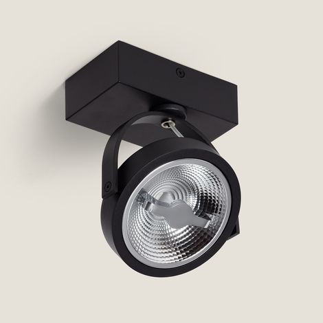 Faretto LED da Superficie Orientabile AR111 15W Regolabile Nero CREE 2700K Bianco Caldo (1/5)