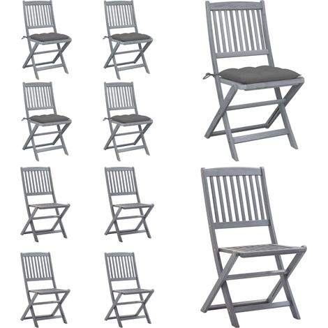 Klappbare Gartenstühle 4 Stk. mit Kissen Massivholz Akazie - Holz Gartenstühle - Gartenstühle Klappbar - Esszimmerstühle Outdoor - Gartenmöbel - Akasieholzmöbel - Home & Living (1/5)