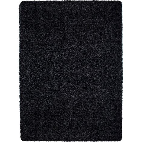 Tapis Shaggy Uni Poils Longs Tapis Salon Chambre Couloir (Noir - 140x200cm) (1/5)