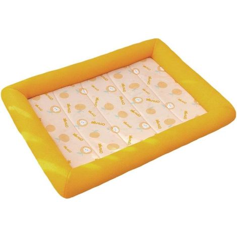 Tapis rafraîchissant d'été pour chien, Petit carré en soie glacée - Confortable, Accessoires pour chien, Respirant, Orange, 45x33cm