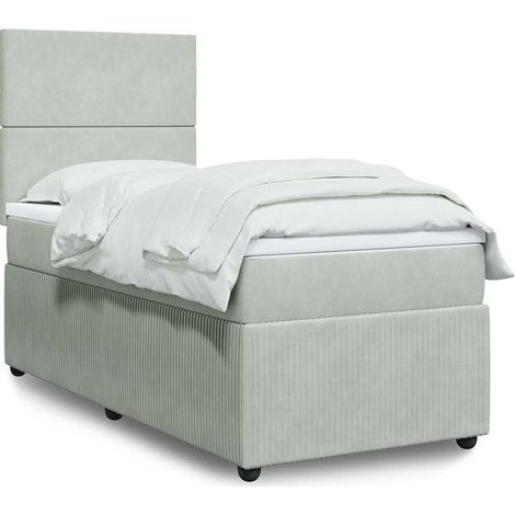 Boxspringbett mit Matratze Hellgrau 100x200 cm Samt