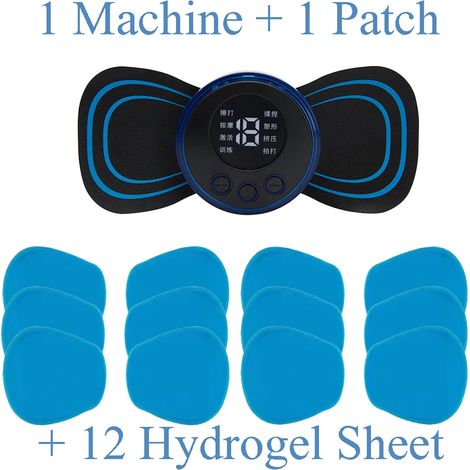 Mini-EMS-Nackenmassagegerät mit elektrischen Impulsen, LCD-Display und 8 Modi. Nackenmassagepflaster zur Linderung von Muskelschmerzen. Tragbares Körpermassagegerät  01109-AquaForge