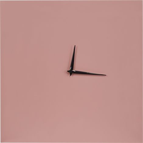Reloj de pared minimalista con marco moderno y forma cuadrada 40 x 40 cm en color rosa Tomar