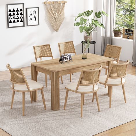 Set 6 sedie in rattan con seduta PU beige OKMYHOME (1/5)