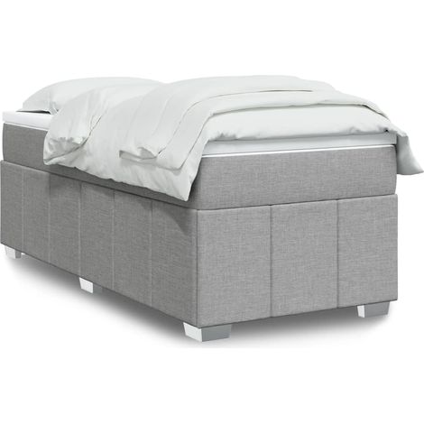 Cama box spring con colchón tela gris claro 80x200 cm (1/5)