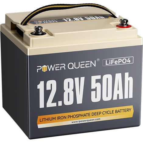 Batterie Lithium 12V50Ah 640Wh Rechargeable LiFePO4 Batterie Power Queen, 50A BMS, 400015000 Cycles pour caravane, camping car, bateau, solaire, Hors réseau, stockage de l'énergie domestique, sondeur