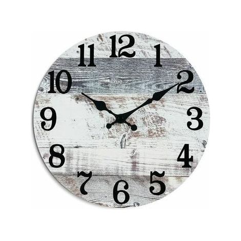 Horloge murale grise - Horloge murale rustique de 25 cm, silencieuse, à piles, style campagne vintage, idéale pour la cuisine, la salle de bain, la chambre, le salon, le bureau et la maison. (1/4)