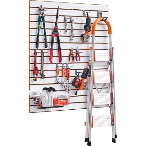 VEVOR Panneau a Lattes Mural Garage, 1220x1220 mm, Panneau Rangement Outils en MDF avec Conception Modulaire, Porte-outils Muraux pour Affichage, Organisation, Stockage, Atelier, Artisanal, Blanc