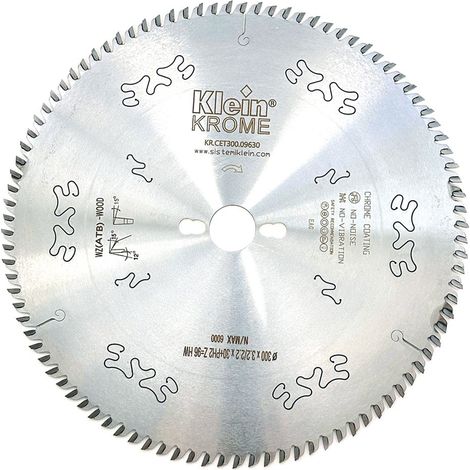 Lama circolare HW Cromate per Super Finitura e Traverso vena D=400, d=30, B/c=4.0/2.8, Z (Nr. denti)=96, Fori trasc.=PH02 KR.CET400.12030 KLEIN (1/4)