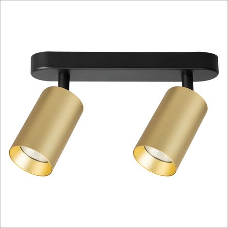 Plafonnier moderne doré noir 2 spots orientables 2xGU10 10W Pipe Milagro (1/5)