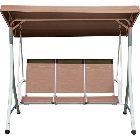 Dondolo da Giardino 200x175x125 cm in Ferro e Textilene Tortora (1/3)