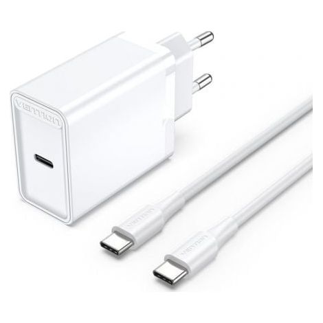 Cargador de Pared Vention FAHWF-EU/ 1xUSB Tipo-C + 2x Cable USB Tipo-C/ 25W