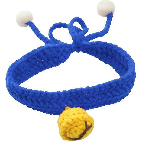Gestricktes Katzenhalsband, hochelastisches Halsband mit Glöckchen, blaues Katzenaccessoire, Größe M, stilvolles und bequemes Halsband.