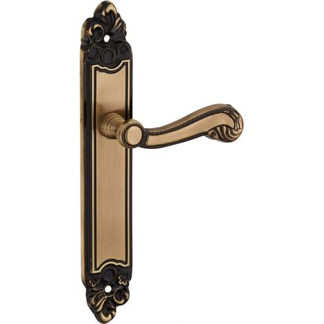 Poignée de porte Louis XV 195mm – Alliage fondu laiton vieilli – Installation sur portes intérieures – Prise en main confortable (1/2)