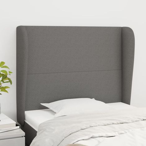 vidaXL Tête de lit avec oreilles Gris foncé 103x23x118/128 cm Tissu (1/5)