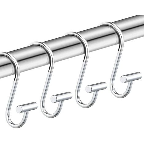 Set di 12 ganci per tenda da doccia in metallo cromato antiruggine, ideali per il bagno. (1/4)