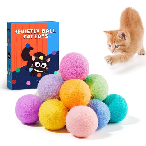 12 pelotas de fieltro silenciosas para gatos con hierba gatera en el interior, juguetes para que los gatos hagan ejercicio, juguetes divertidos y coloridos para gatitos de 4 cm (1,6 pulgadas).