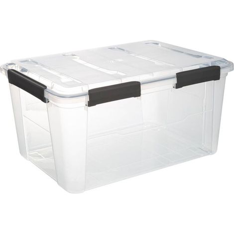 Contenitore portaoggetti in plastica da 50 litri con chiusura a clip (protect+)