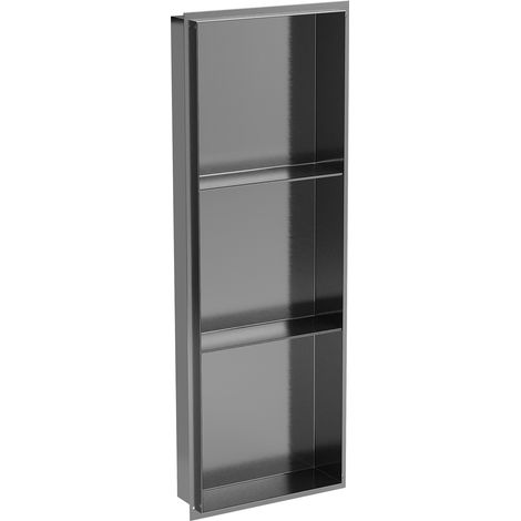 Mexen X-Wall-NR Nischenregal ohne Blende mit Regalboden 90 x 30 cm, gebürstetes Gun Gray - 19E1903010S (1/5)
