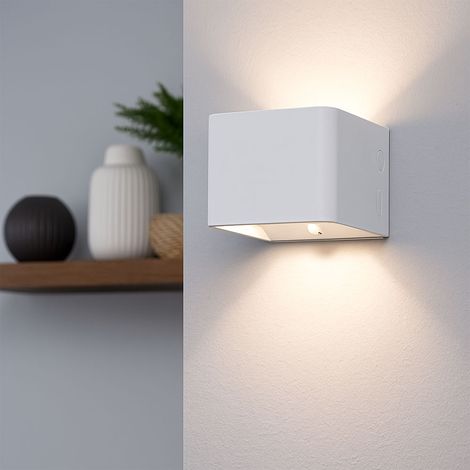 Lampada da parete a LED con rilevatore di movimento, lampada da parete a batteria ricaricabile, luce per corridoio e soggiorno, cono di luce regolabile, bianco, 1W 55Lm bianco caldo, LxLxH 10,2x10,2x8