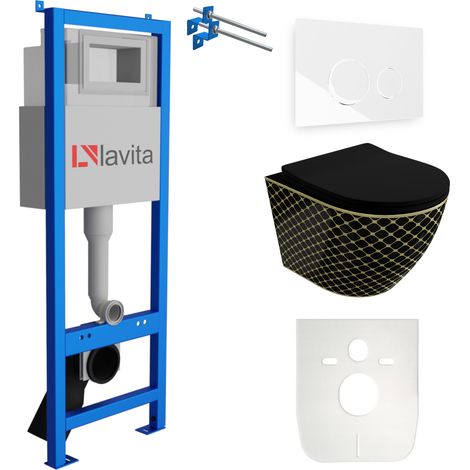 LAVITA WC Set mit Vorwandelement, Wand-WC und Spülknopf (1/5)