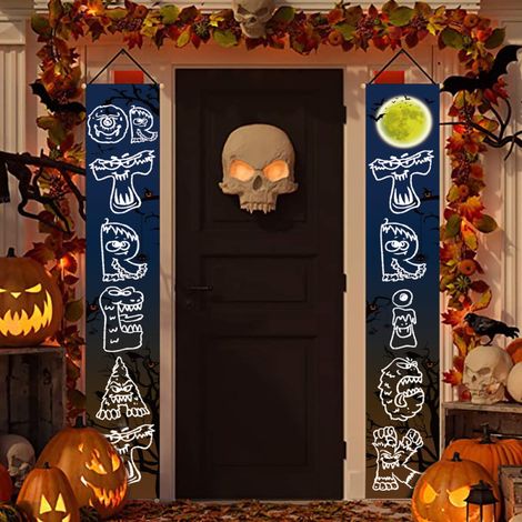 Halloween couplet rideau drapeau scène suspendue atmosphère décoration extérieure Halloween fête tissu Oxford 30 180cm (1/2)