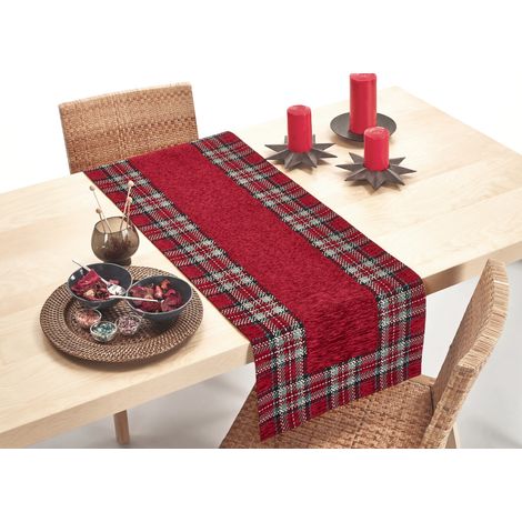 Tovaglia Copritavolo Centrino Runner Tavola Fantasia Tartan Scozzese Made In Italy, misura90x90coloreTartan (1/4)