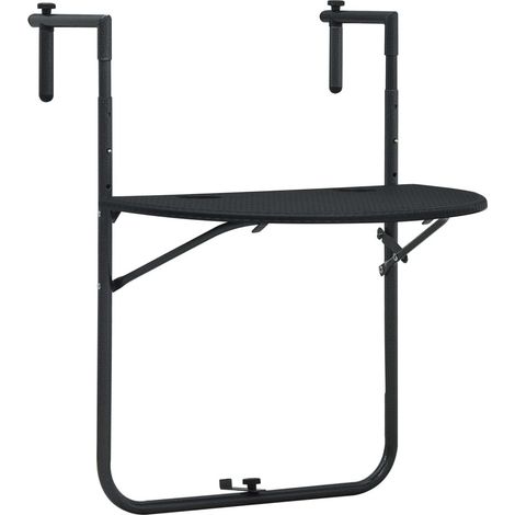 Table de balcon Noir 60x64x83,5 Plastique Aspect de rotin (1/5)