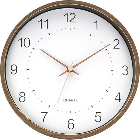 Orologio da parete "Monquey", Ø35x5cm, con lancette a movimento continuo, legno scuro e bianco (batteria AA non inclusa) (1/2)