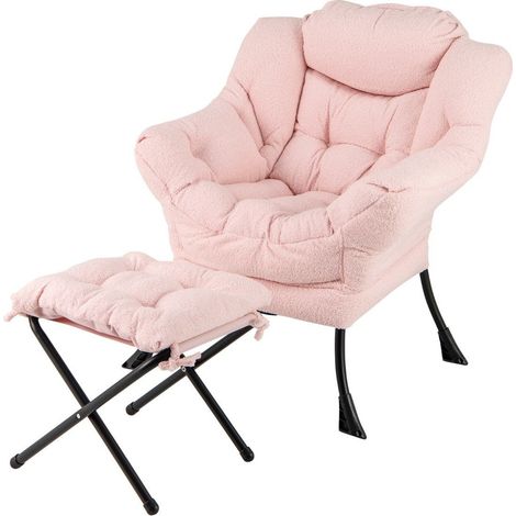 Relaxsessel mit armlehnen seitentasche ottomane - rosa