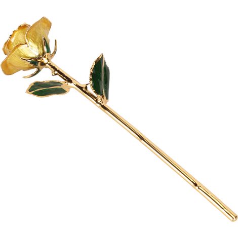 Rose préservée à trois pétales plaquée or 24 carats, rose dorée en gros pour la Saint-Valentin, cadeau d'anniversaire et de fête des mères, jaune. (1/5)