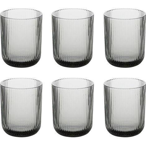 Lot de 6 Gobelets Bas Strie "Ema" 25cl Gris