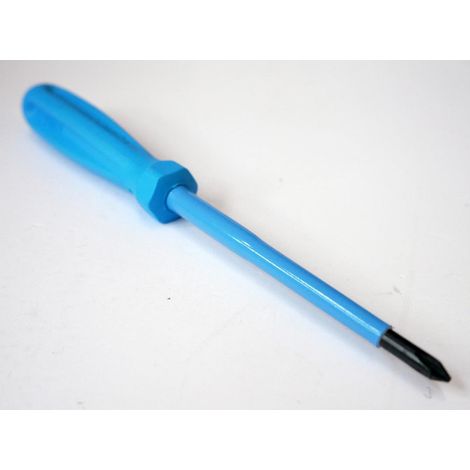 Tournevis cruciforme Phillips 5x100mm isolé 1000V manche bleu lame acier ATEX II PH1 DERANCOURT (1/2)