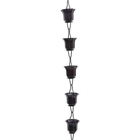 Chaîne De Pluie Décorative Lotus Cups 1 m pour Jardin Extérieur, Tasse en Alliage, Chaîne De Gouttière Japonaise Fonctionnelle Et Sonore (1/5)