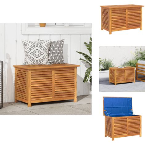Boîte de rangement de jardin persiennes 90x50x56 cm bois acacia - Boîte De Rangement Jardin - Coffre De Jardin - Rangement Extérieur - Meuble De Jardin - Bois Acacia (1/5)