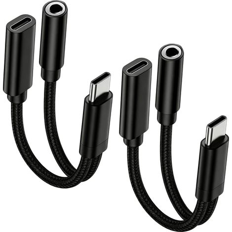 2PCS Adaptateur USB C Jack 3.5mm 2 en 1, Adaptateur USB C vers Jack Prise Jack pour Écouteurs et Charge, Convertisseur Audio avec Puce DAC, Compatible Smartphone Tablette et Ordinateur Portable (1/5)