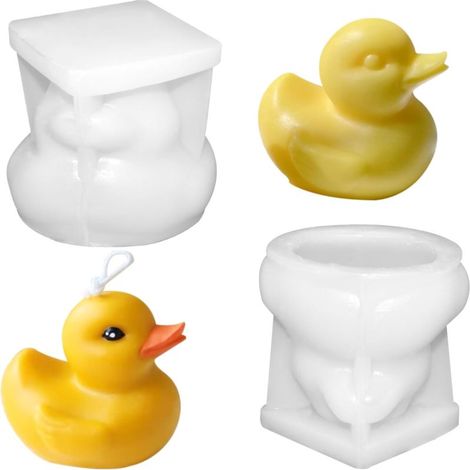 Beyamis Lot de 2 moules en silicone 3D en forme de canard pour bougies, chocolat, fondant, savon, bac à glaçons et décoration de cupcakes et desserts. Moules antiadhésifs résistants. (1/5)