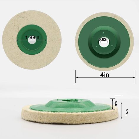 Lot de 10 disques de polissage ronds en feutre de laine de 10 cm (4 pouces) pour meuleuse d'angle de 100 mm (1/5)