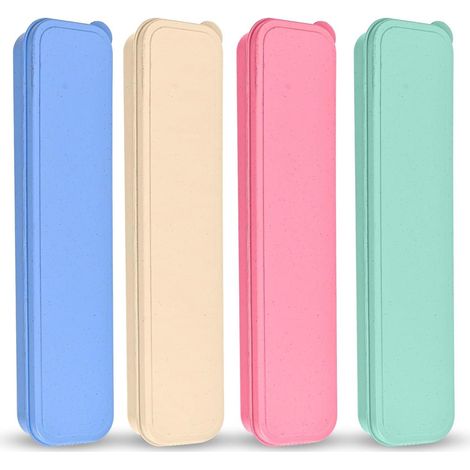 4 pièce - Boîte à couverts portable Boîte de rangement de vaisselle de voyage, boîte de rangement simple pour kit de coutellerie,  25 x 6 cm