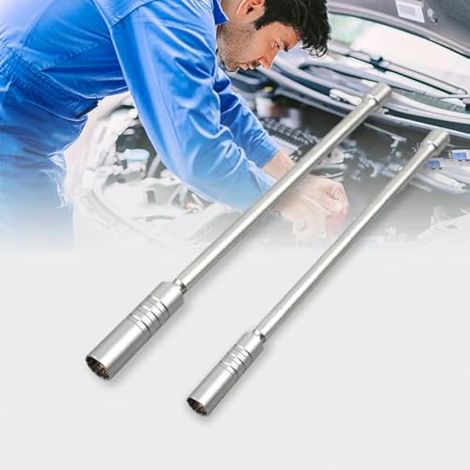 2 Pièces de Cle a Bougie, Douille Bougie 14mm / cle a Bougie 16mm, Outil de Démontage de Bougies, Douille à Bougie Pivotante à Paroi Mince 12 Pans 3/8 Pouces CR-V (Modèle très Long) (1/4)