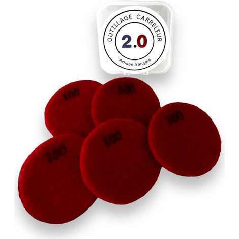 🔥Pack 5 mini pads diamant Y grain 100 rouge – Polissage carrelage, pierre, marbre Outillage Carreleur 2.0 (1/5)