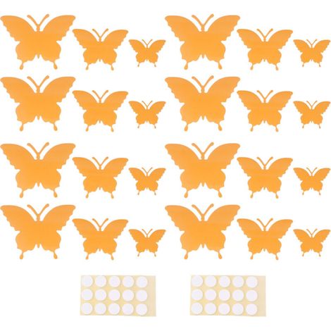 Jeffergarden Lot de 2 autocollants lumineux en PVC, motifs d'insectes stéréoscopiques 3D, faciles à détacher, Orange, 3 tailles, autocollants muraux pour chambre (1/5)
