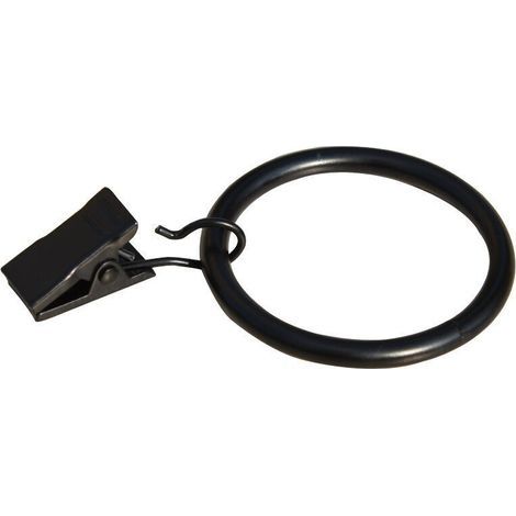10 anillas metálicas para cortinas, clips para cortinas, ganchos multiusos para cortinas y barras, ideales para decoración con fotos (negro). (1/5)