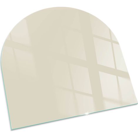 Plaque de protection Carrée de sol pour cheminée en verre trempé avec impression Couleur Beige 100x100 cm (1/5)