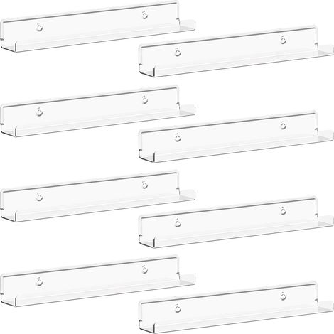 Étagères Flottantes en Acrylique Clair pour Disques Vinyles,Lot de 8,Étagères Murales 30 cm,Rangement et Décoration pour Livres,Photos,Maquillage,Idéal Chambre,Salon,Salle de Bain (1/5)