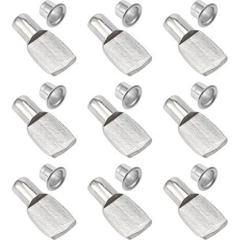 TAISHENGDA-100pcs Taquet Etagere, Support D'étagère Étagère Broches Cheville Etagere Supports De Plaque En Métal Nickelé Pour Armoire Bureau Accessoires - 5mmx19mm (1/5)