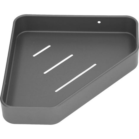 Étagère d'angle flottante en aluminium spatial antirouille (gris), spécialement conçue pour la salle de bain (1/5)
