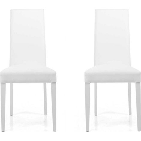 Sedia in ecopelle con gambe verniciate BIANCO mod. DENVER Set da 2 pezzi (1/4)