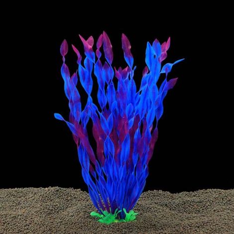 Planta acuática artificial para acuarios, color morado, tamaño 32 cm (alto) x 40 cm (ancho), peso 125 g, para decorar el acuario. (1/2)